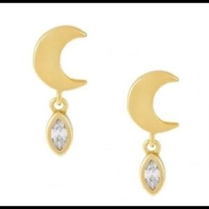 Shashi Crescent Moon TearDrop Earrings